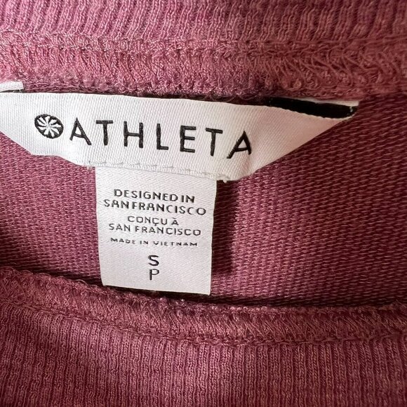 Athleta Top Womens Size SP Mauve Studio Barre Sweatshirt Thumb Holes Activewear - Picture 2 of 16